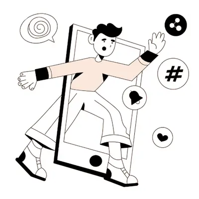 An illustration depicting educators and students engaging with educational content on TikTok, showcasing the platform's role in fostering creativity and collaboration in the classroom.